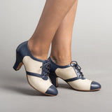 Evelyn Retro Oxfords (Tan/Navy)