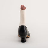 Manhattan Victorian Cloth-Top Button Boots (Ivory/Black)