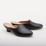 Sophie 18th Century Leather Mules (Black)(1760-1790)