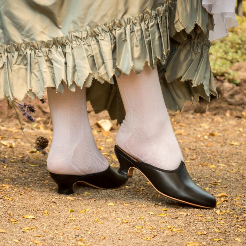 Sophie 18th Century Leather Mules (Black)(1760-1790)