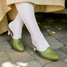 Sophie 18th Century Leather Mules (Green)(1760-1790)